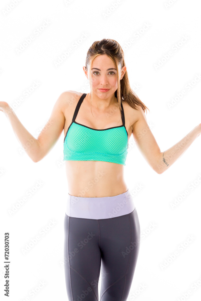 model isolated on plain background puzzled confused lost model isolated on plain background puzzled confused lost