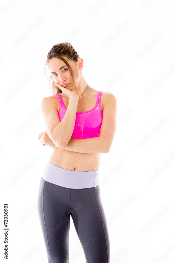 model isolated on plain background bored upset model isolated on plain background bored upset