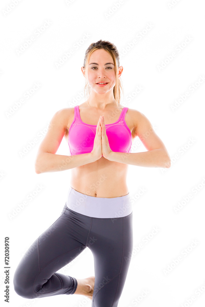 model isolated on plain background yoga relaxing model isolated on plain background yoga relaxing