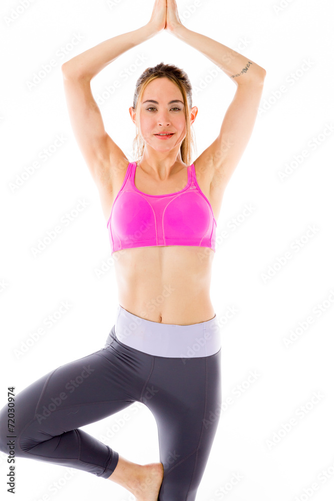 model isolated on plain background yoga relaxing model isolated on plain background yoga relaxing