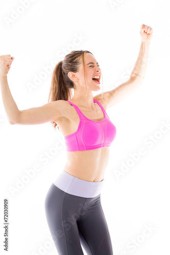 model isolated on plain background screaming