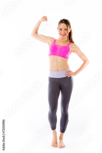 strong model isolated with arm curl