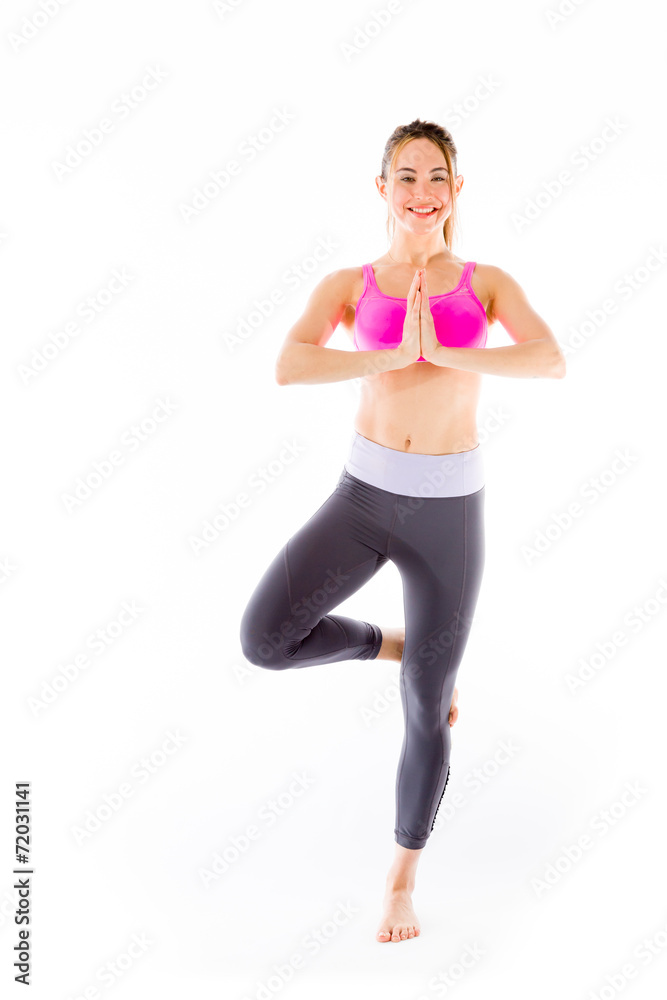 model isolated on plain background yoga relaxing model isolated on plain background yoga relaxing