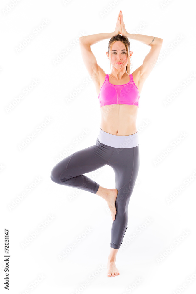 model isolated on plain background yoga relaxing model isolated on plain background yoga relaxing