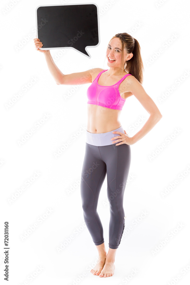 model isolated on white holding a sign model isolated on white holding a sign