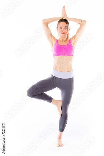 model isolated on plain background yoga relaxing © bruno135_406