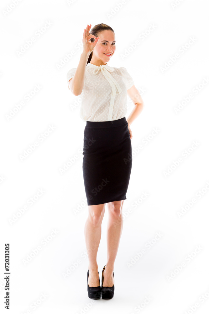 model isolated on plain background hand gesture ok sign model isolated on plain background hand gesture ok sign