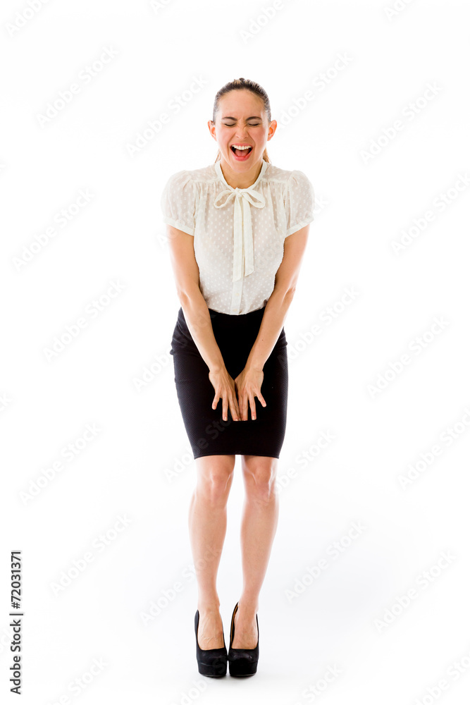 model isolated on plain background furious screaming model isolated on plain background furious screaming