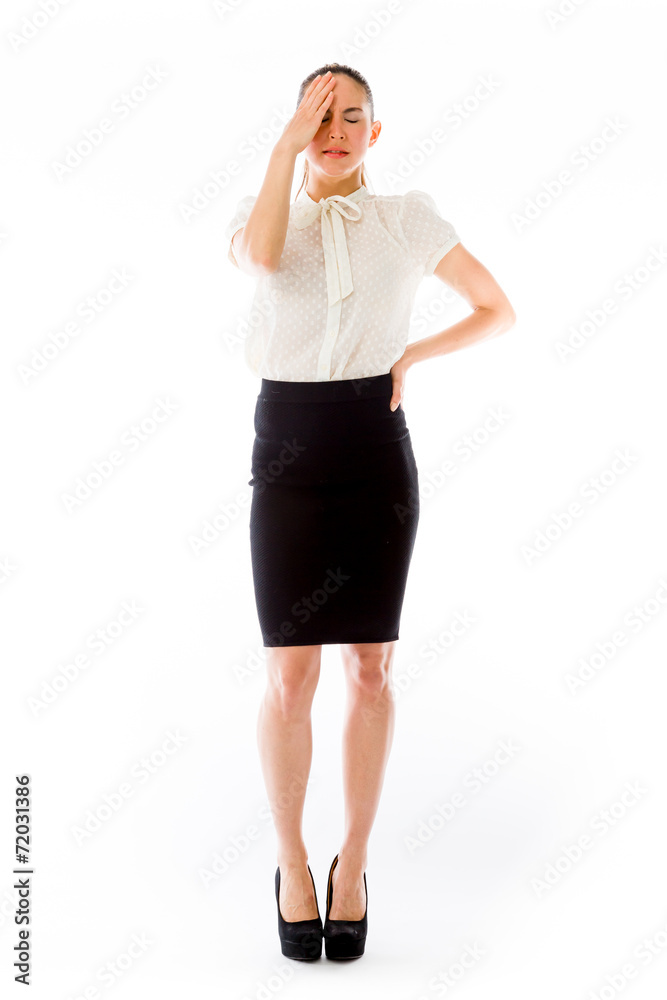 Fototapeta premium model isolated on plain background confused headache