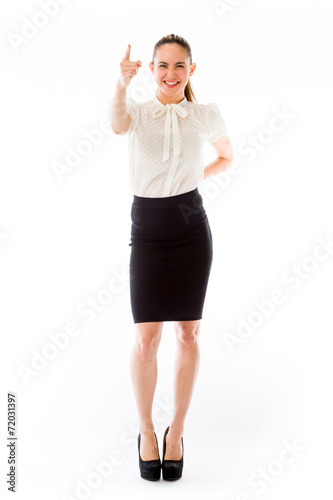 model isolated on plain background nagging scolding with finger