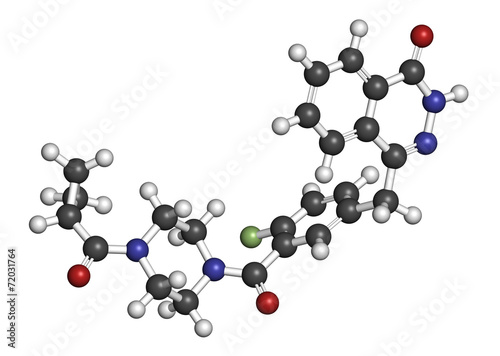 Olaparib cancer drug molecule.