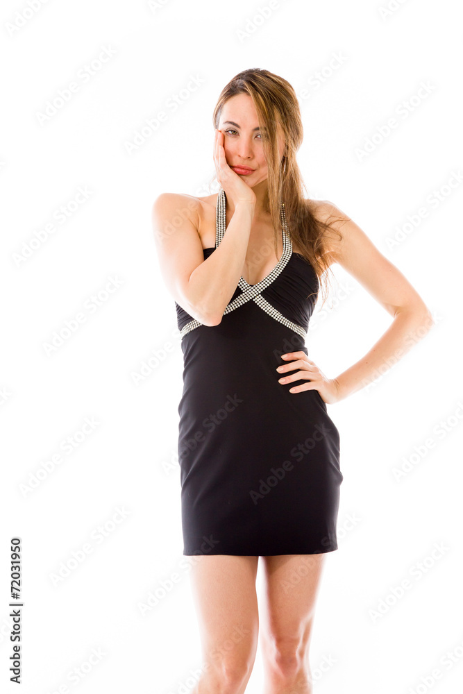model isolated on plain background bored upset model isolated on plain background bored upset