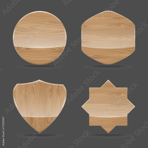 Set wooden sign boards with glossy