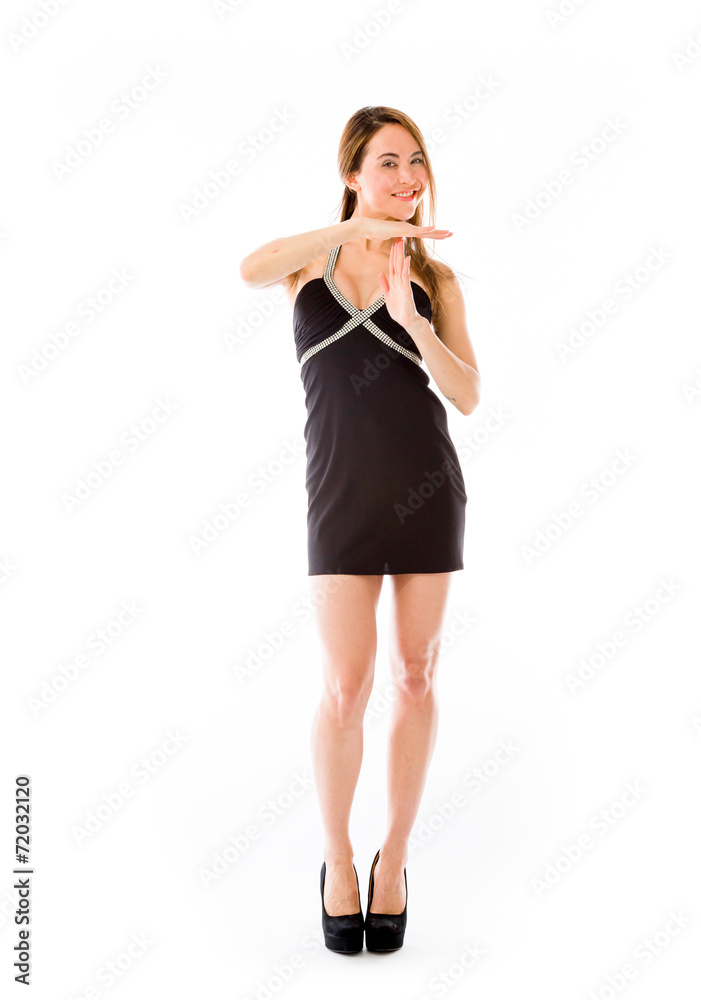 model isolated on plain background hand gesture break sign model isolated on plain background hand gesture break sign