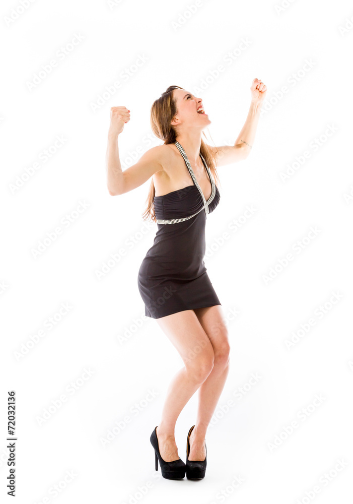 model isolated on plain background screaming model isolated on plain background screaming