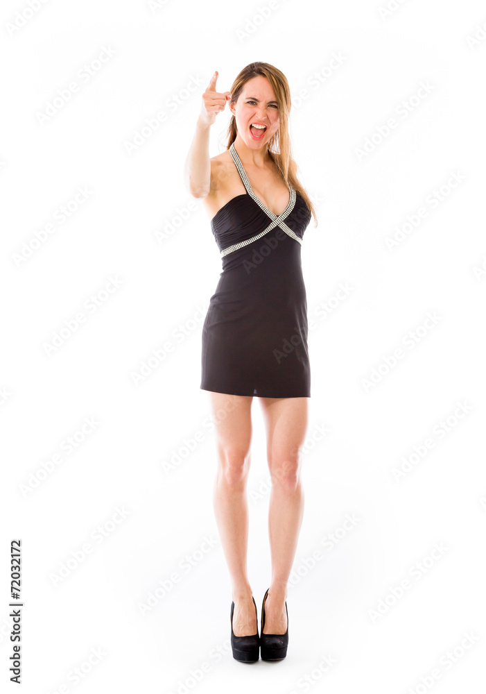 model isolated on plain background nagging scolding with finger model isolated on plain background nagging scolding with finger
