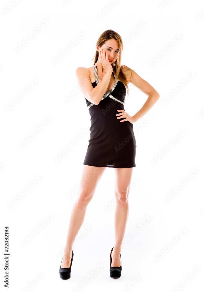 model isolated on plain background bored upset model isolated on plain background bored upset