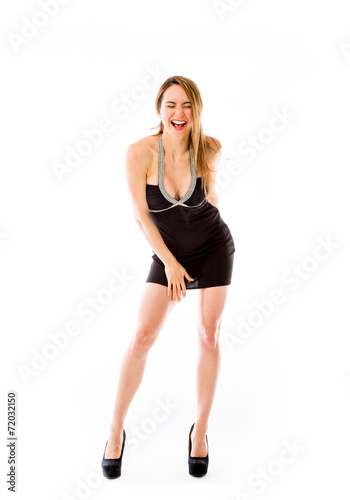 model isolated on white funny laughing