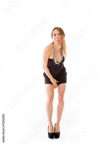 model isolated on plain background face sticking tongue out © bruno135_406