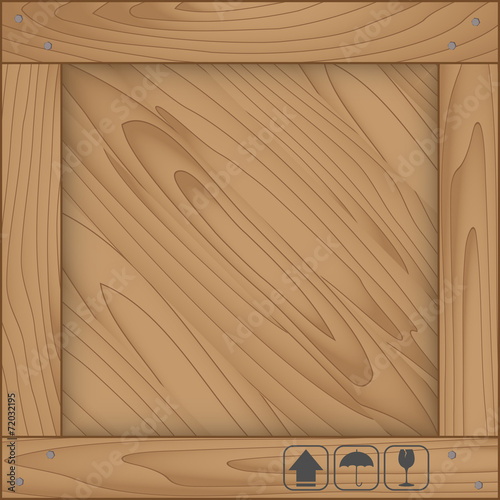 Texture of wood box and fragile symbol