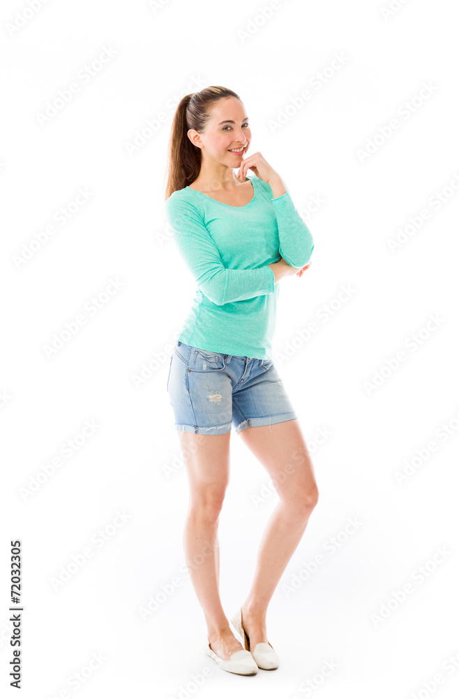 model isolated on plain background thinking model isolated on plain background thinking