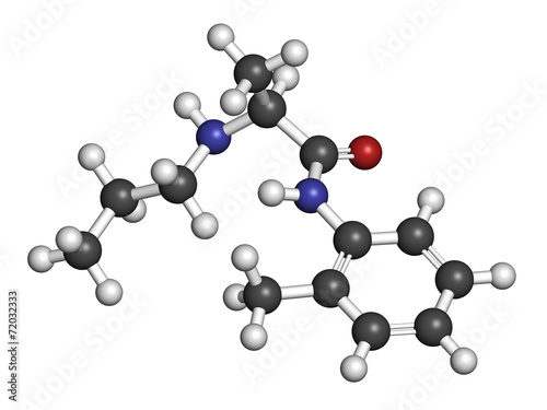 Prilocaine local anesthetic drug molecule. photo