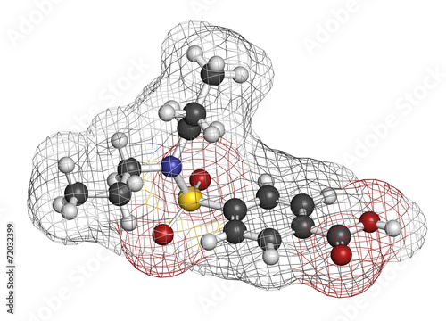 Probenecid gout drug molecule. photo