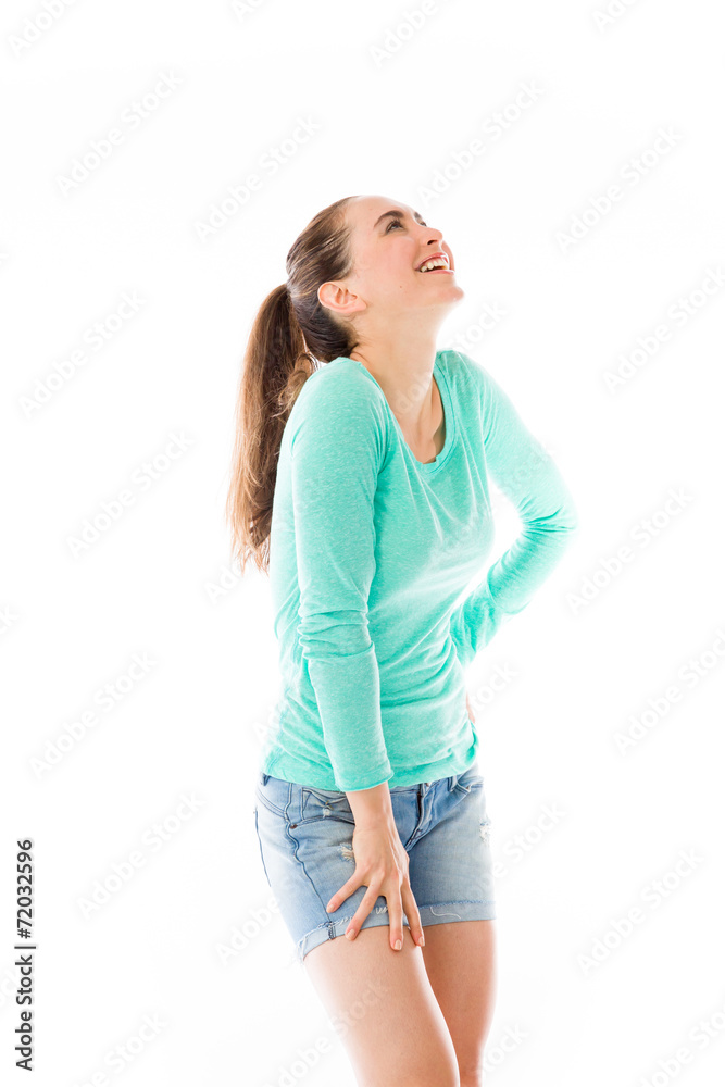 Fototapeta premium model isolated on white funny laughing