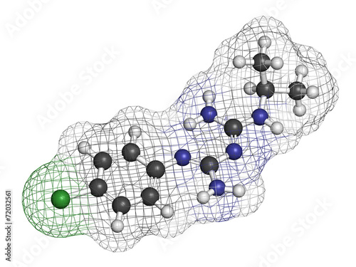 Proguanil prophylactic malaria drug molecule. photo