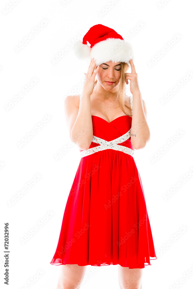 model isolated on plain background confused headache model isolated on plain background confused headache