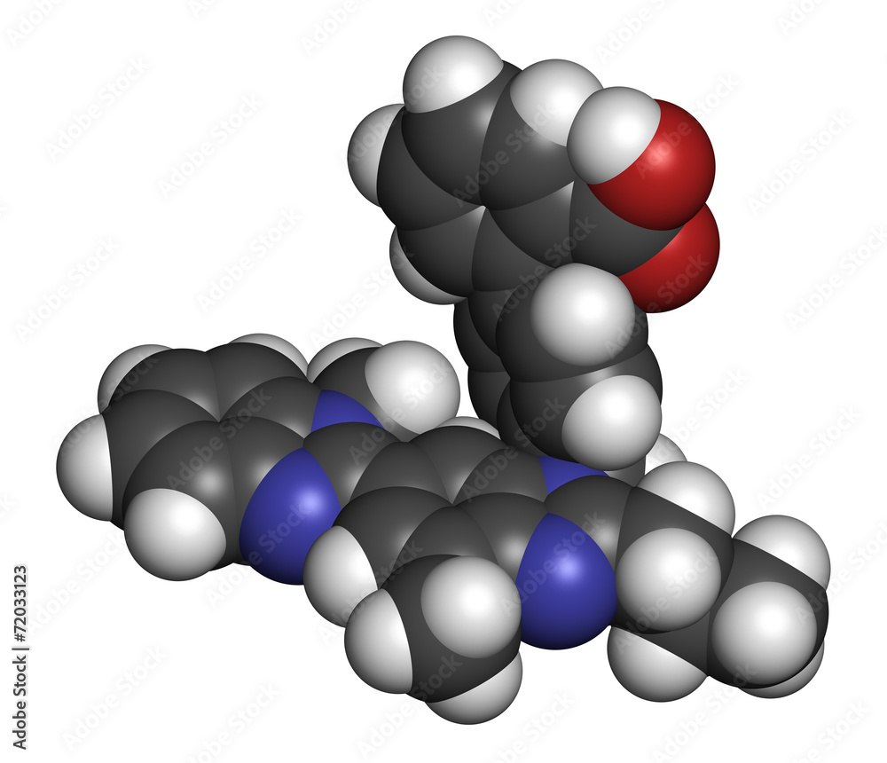 Telmisartan hypertension drug molecule. Telmisartan hypertension drug molecule.