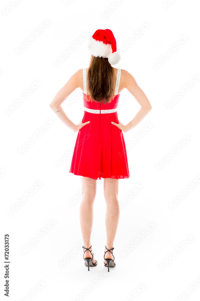 model isolated on plain background back hands on hips model isolated on plain background back hands on hips