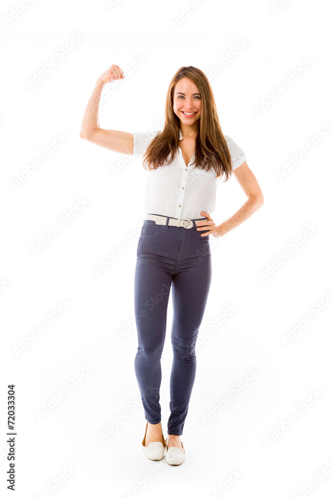 strong model isolated with arm curl