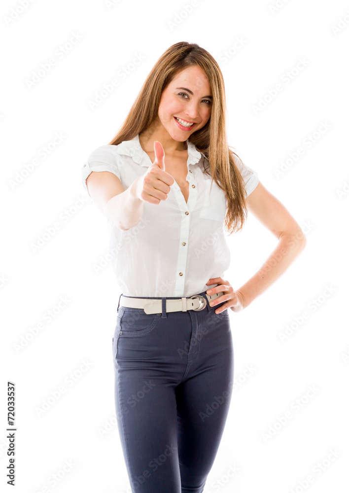 model isolated positive attitude thumbs up model isolated positive attitude thumbs up