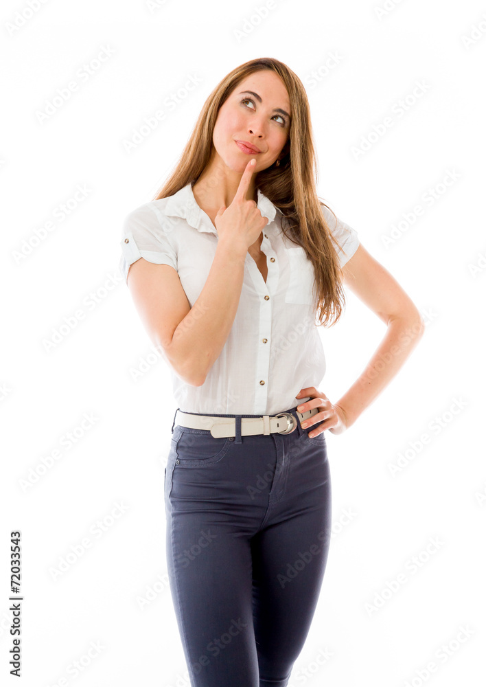 model isolated on plain background thinking model isolated on plain background thinking