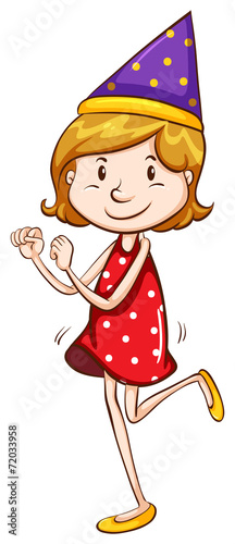A simple drawing of a girl celebrating