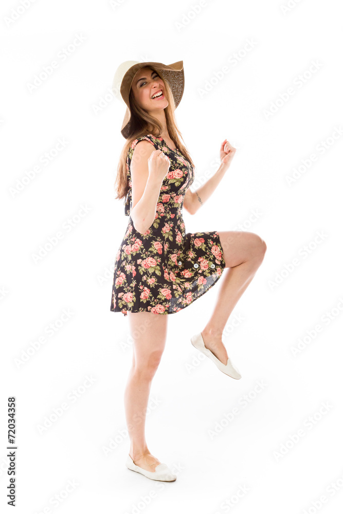 model isolated on plain background victory confident model isolated on plain background victory confident