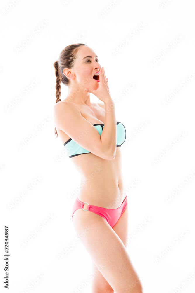 model isolated on plain background tired bored yawning model isolated on plain background tired bored yawning