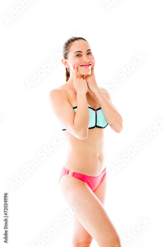 model isolated on white with fake smile © bruno135_406