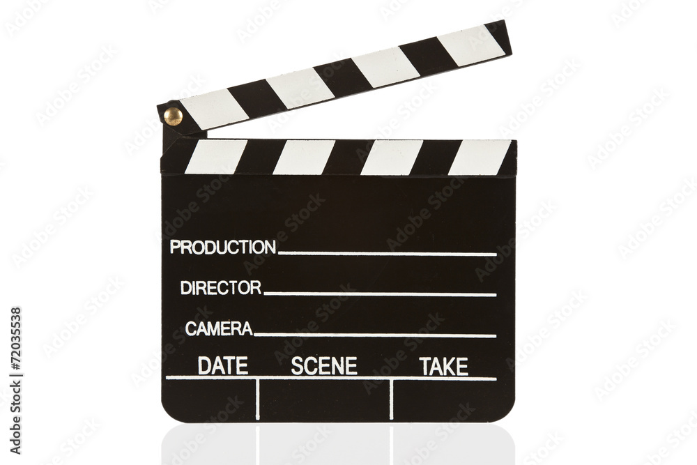 Clapper board isolated with white background