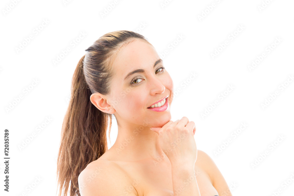 model isolated on plain background thinking model isolated on plain background thinking