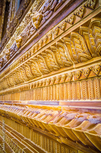 Glazed tile traditional Thai art of church in temple