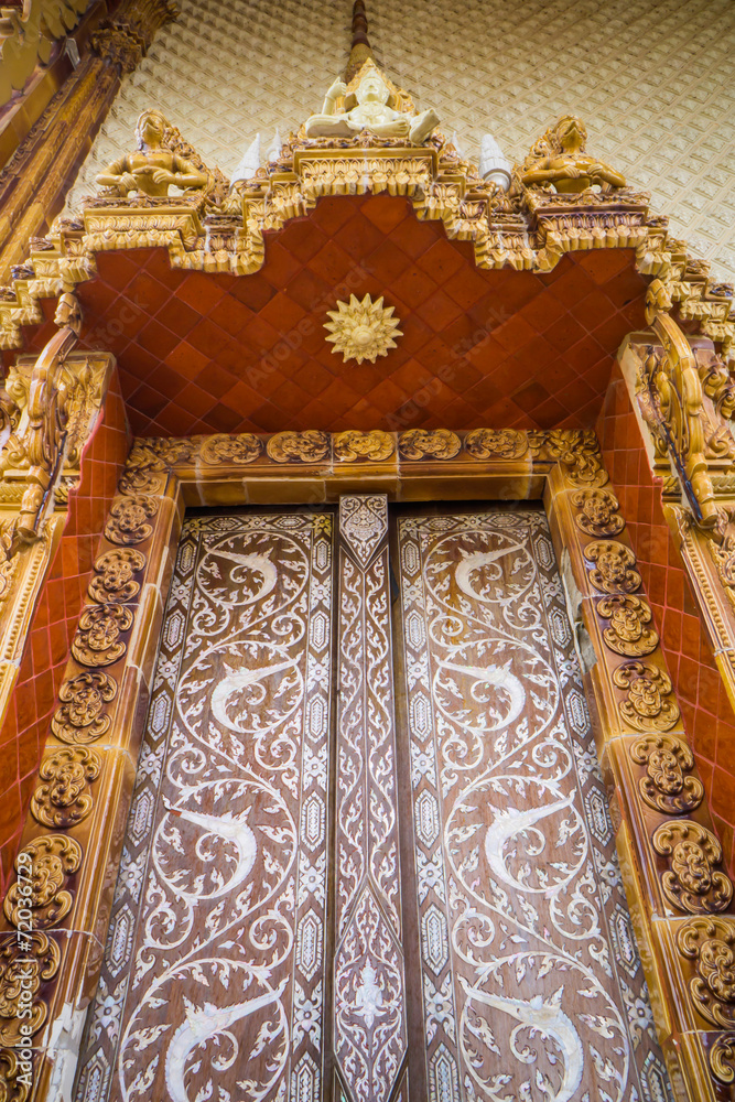 Doors of church in temple, Thailand