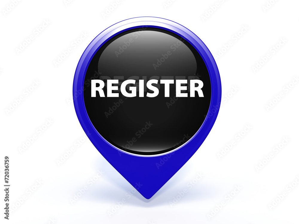 register pointer button on white background register pointer button on white background