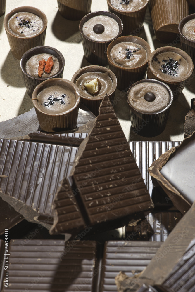 Chocolate bonbons and chocolate bar Chocolate bonbons and chocolate bar