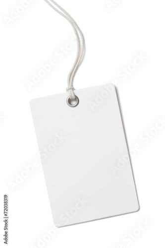 Blank paper price tag or label isolated on white