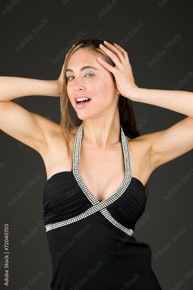 model isolated on plain background stressed upset pulling hairs model isolated on plain background stressed upset pulling hairs