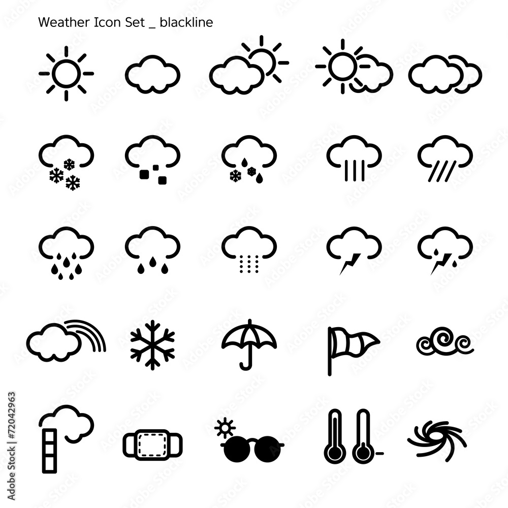 icon set-weather-black line icon set-weather-black line