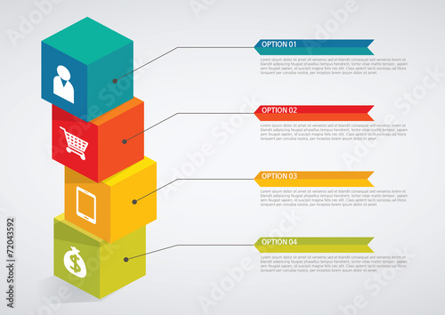info graphics - colorful graph, cube tower