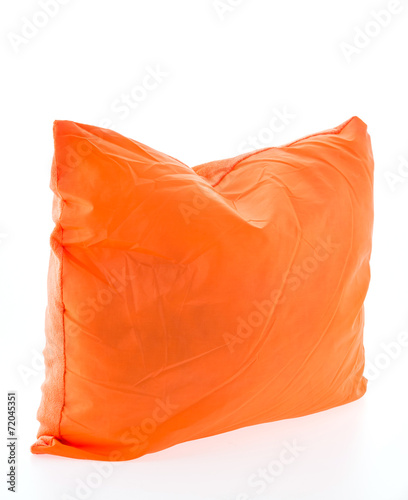 Orange pillow isolated on white background